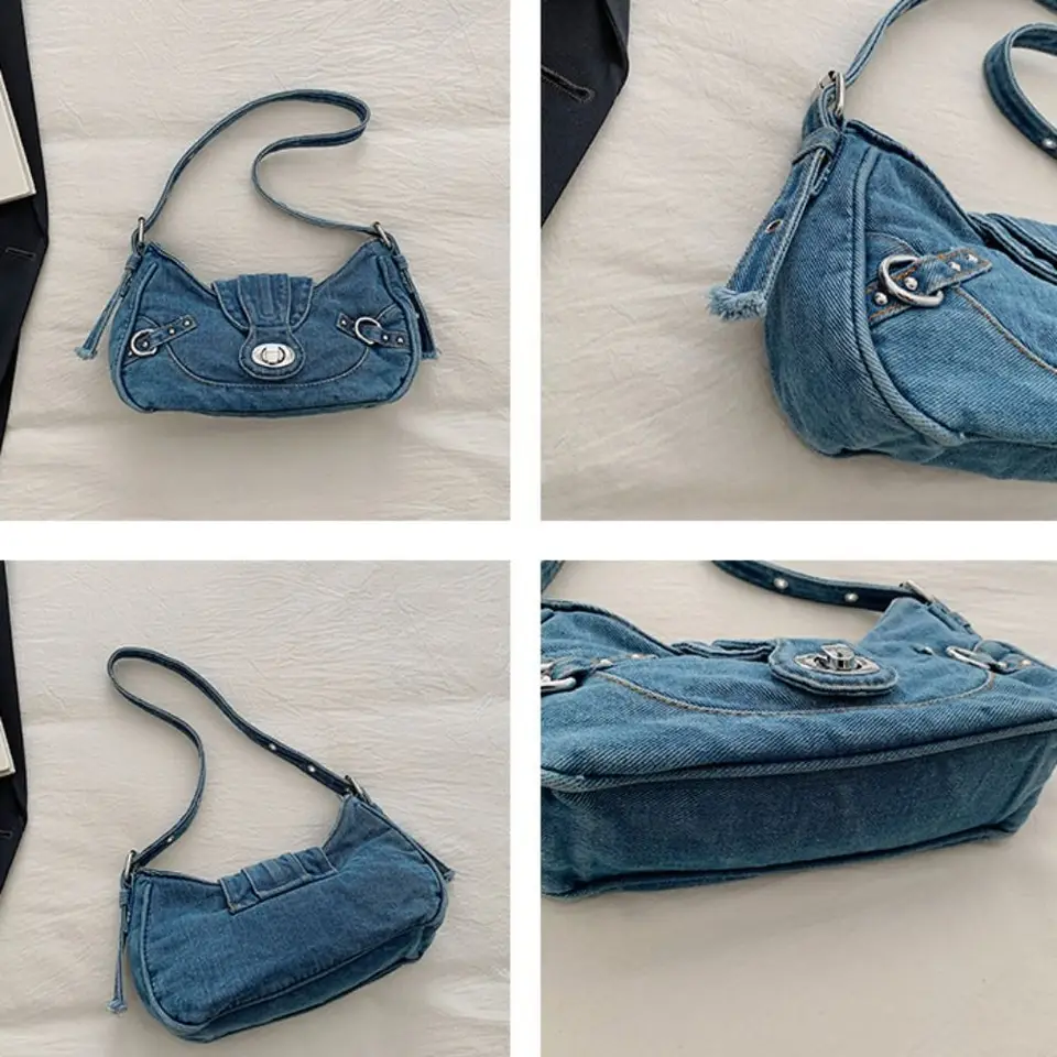 バッグ archive Y2K Denim Leather Shoulder Bag Y2K Denim Shoulder Bag Women's Casual Tote