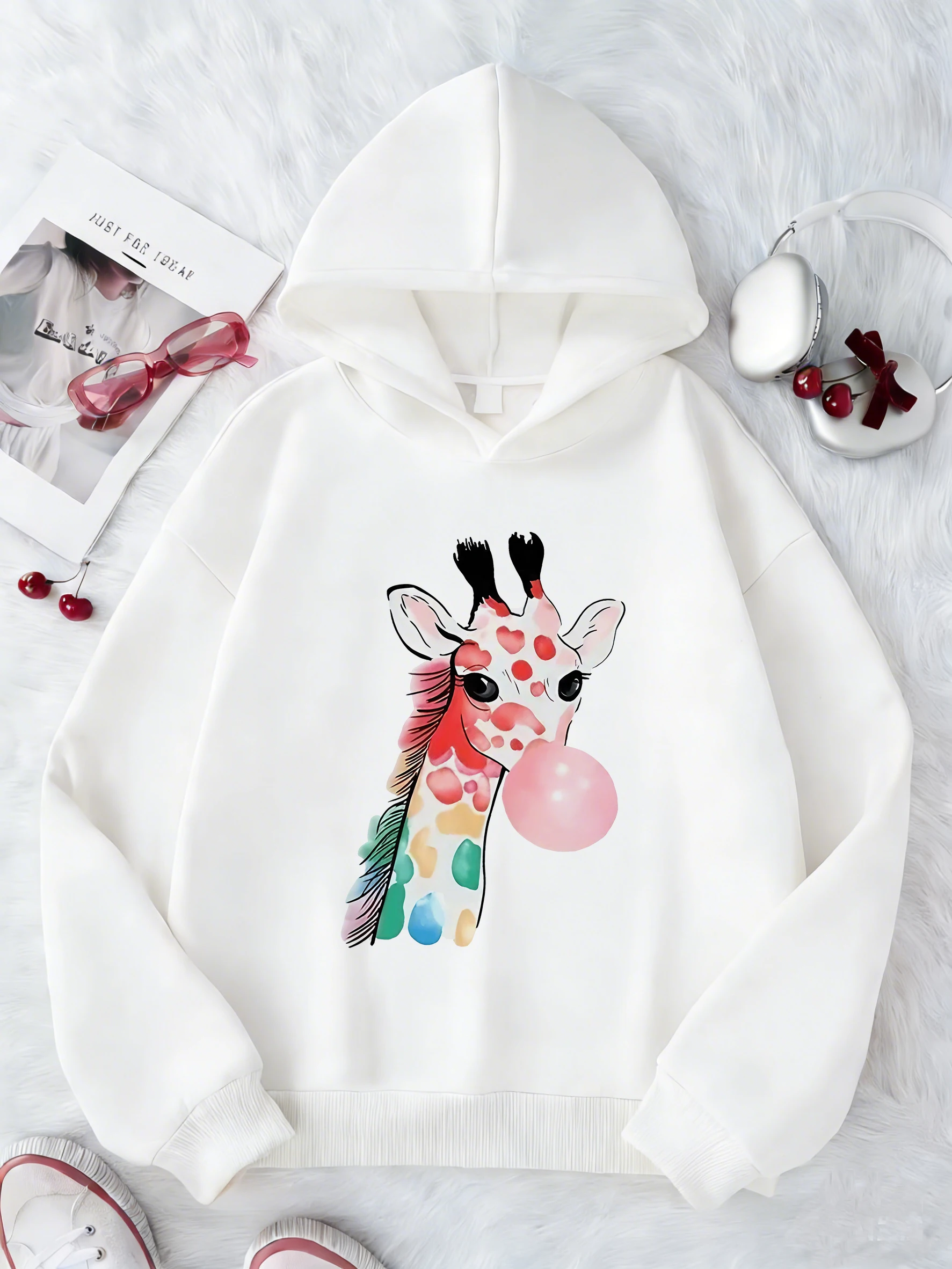 Y2k Giraffe with Gum Printed Hoodie Kids 90s Children's Sweatshirt Hoody for Boys Girls Casual Hoodies Hip Hop Clothes
