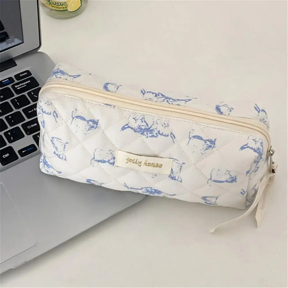 Vintage Fresh Floral Pencil Bags Korean Style Cute Student Pencil Cases Stationery Supplies Multi-Functional Handbag