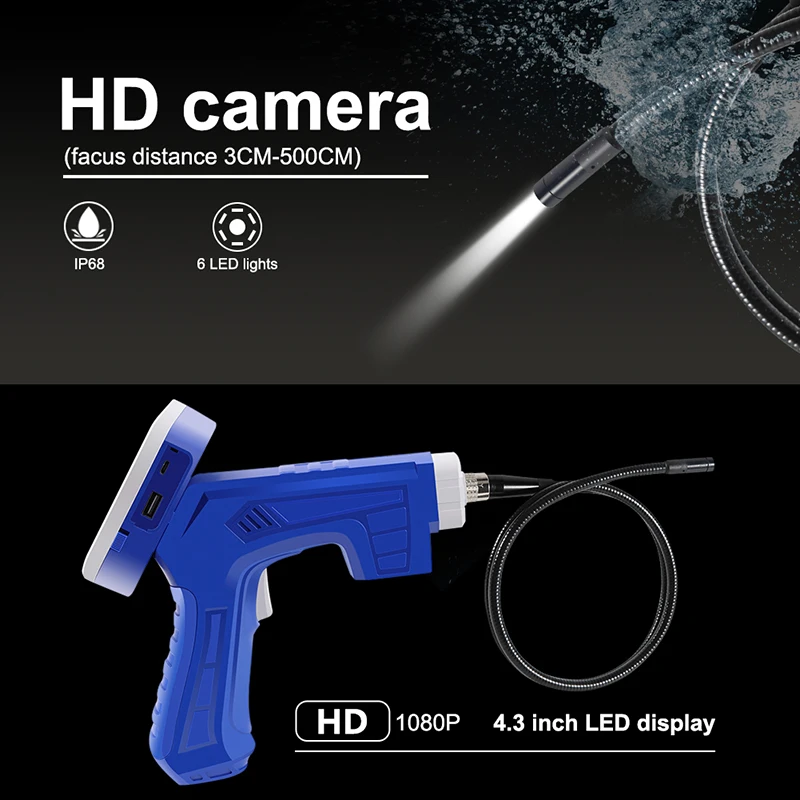 1080P Industrial Endoscope Inspection Camera Portable Hard Cable Handheld Wifi Borescope Videoscope