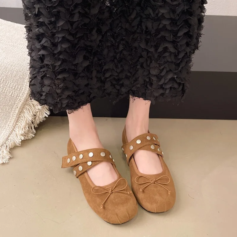 Fashion Silk Women Ballet Flats Footwear Lolita Shoes Luxury Autumn Female Butterfly-Knot Round Toe Ladies Dance Shoes