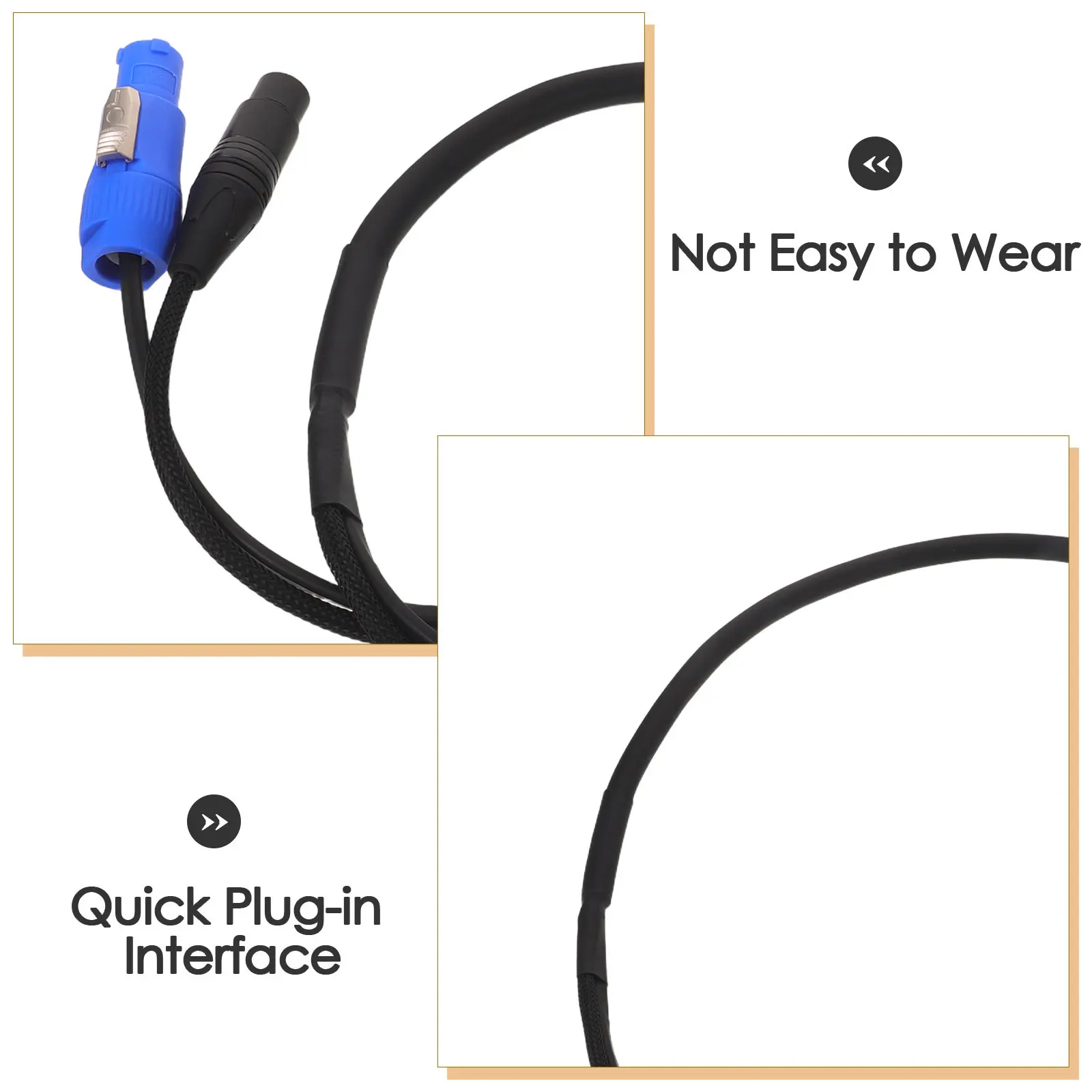 1M Powercon Stage Light Power Cable Heavy-Duty Flexible Theater Lighting Wire with Quick-Connect 3-Pin Connector for Concert LED