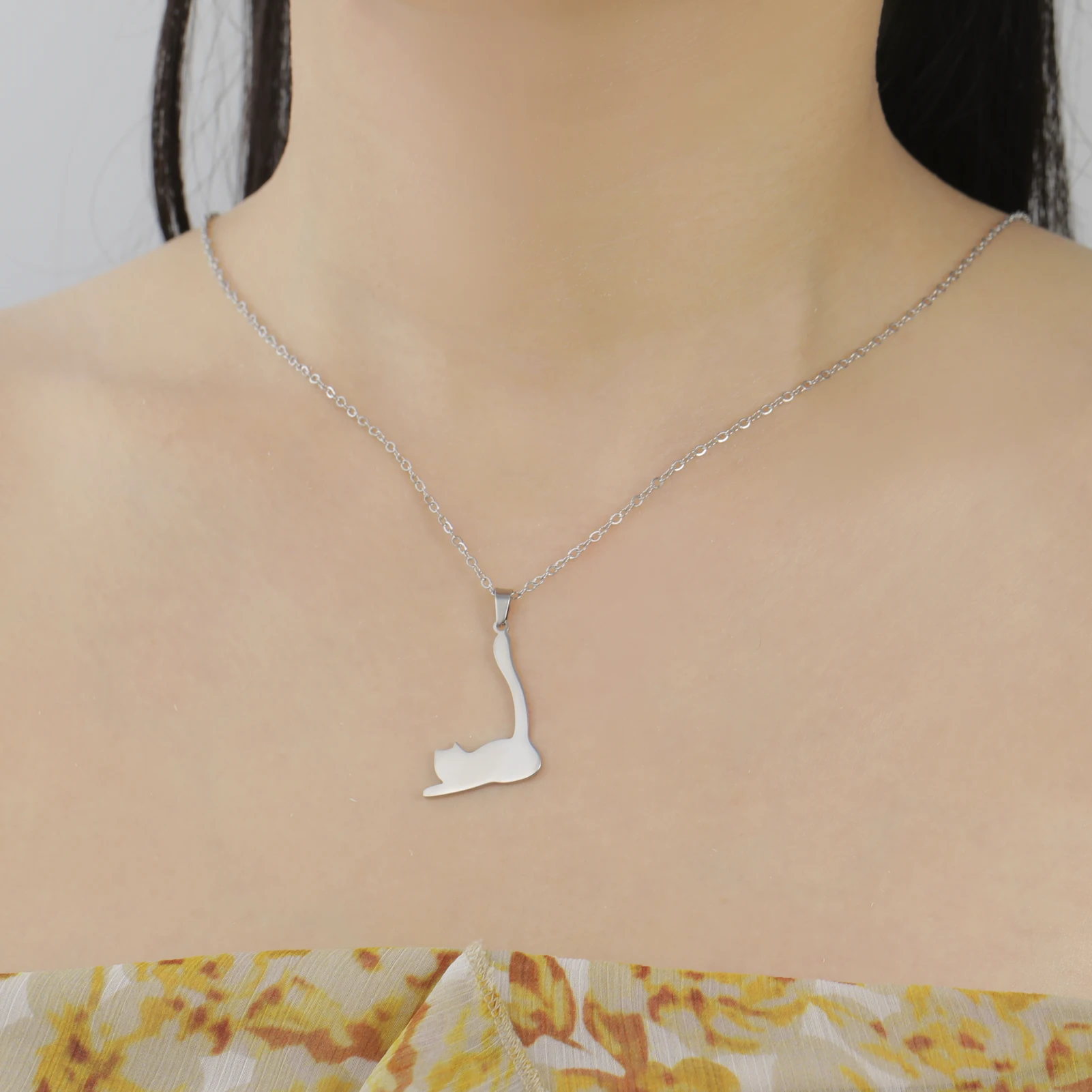 Unift Letter LOVE Cat Pendant Necklaces for Teens Women Stainless Steel Cute  Animal Kitten Jewelry Pet Lover Friendship Gift