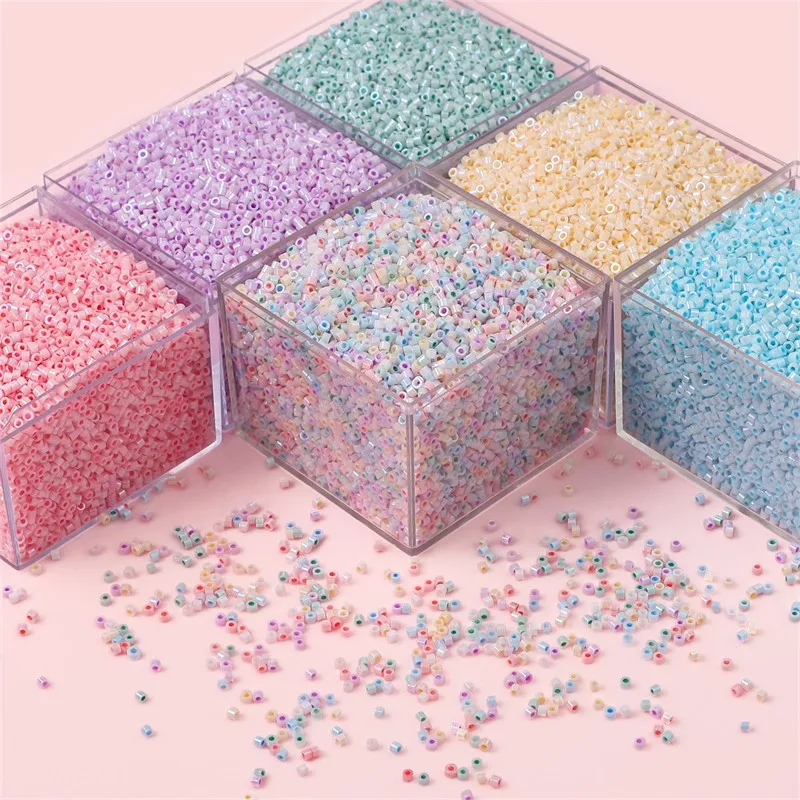 500pcs 2mm DB Glass Beads 10/0 AB Iridescent Rainbow Opaque Color Seed Bead for DIY Jewelry Making