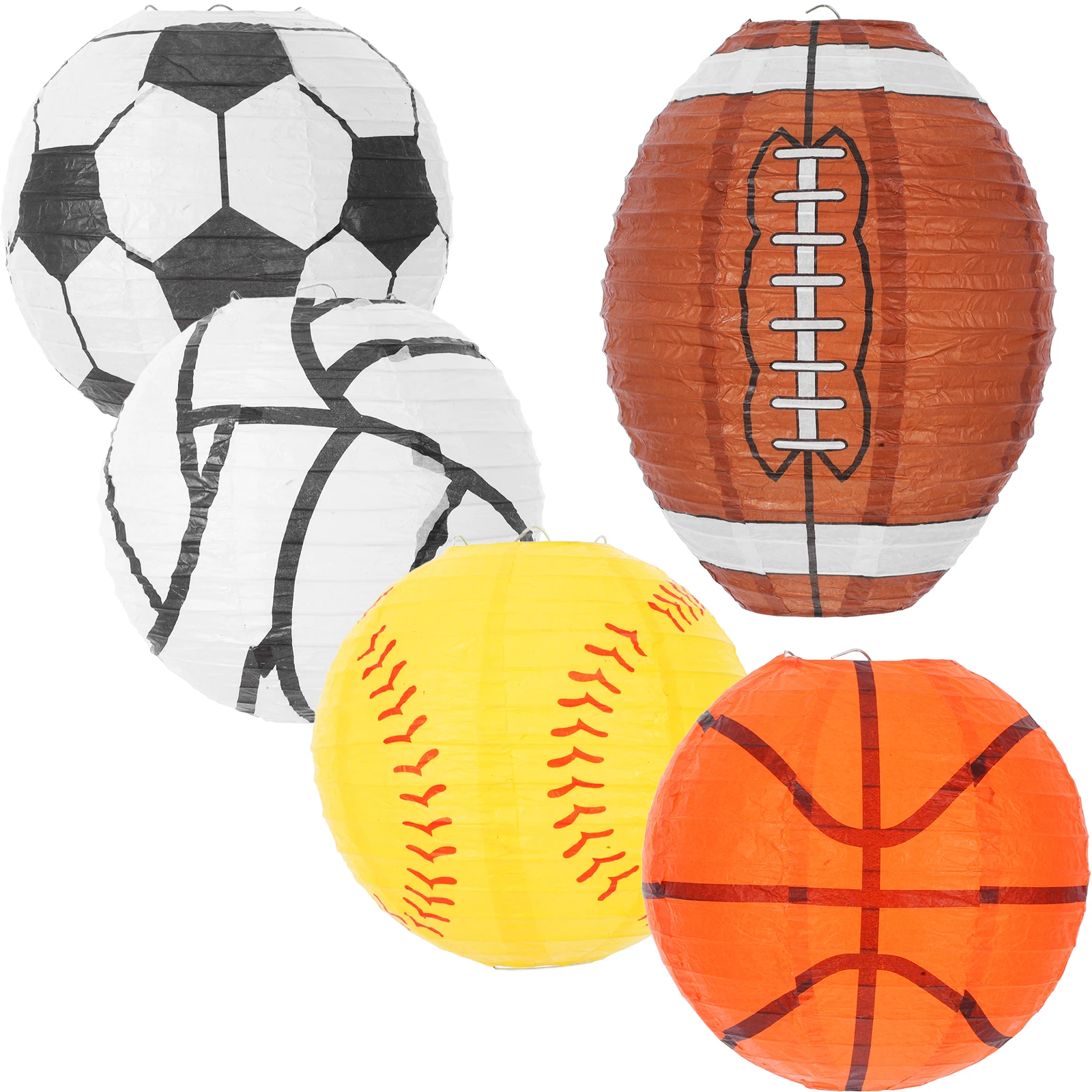 

5Pcs Creative Sports Ball Paper Lanterns Basketball Soccer Football Baseball Volleyball Rugby Party Decor Hanging