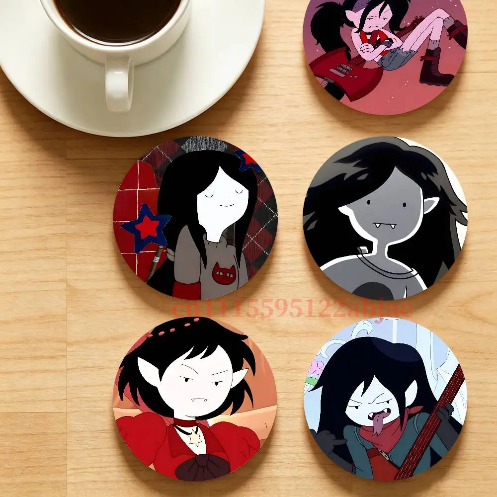 M-Marceline the Vampire Queen Wooden Cup Mat Cappuccino Vodka Juice Water Coaster for Flower Shop