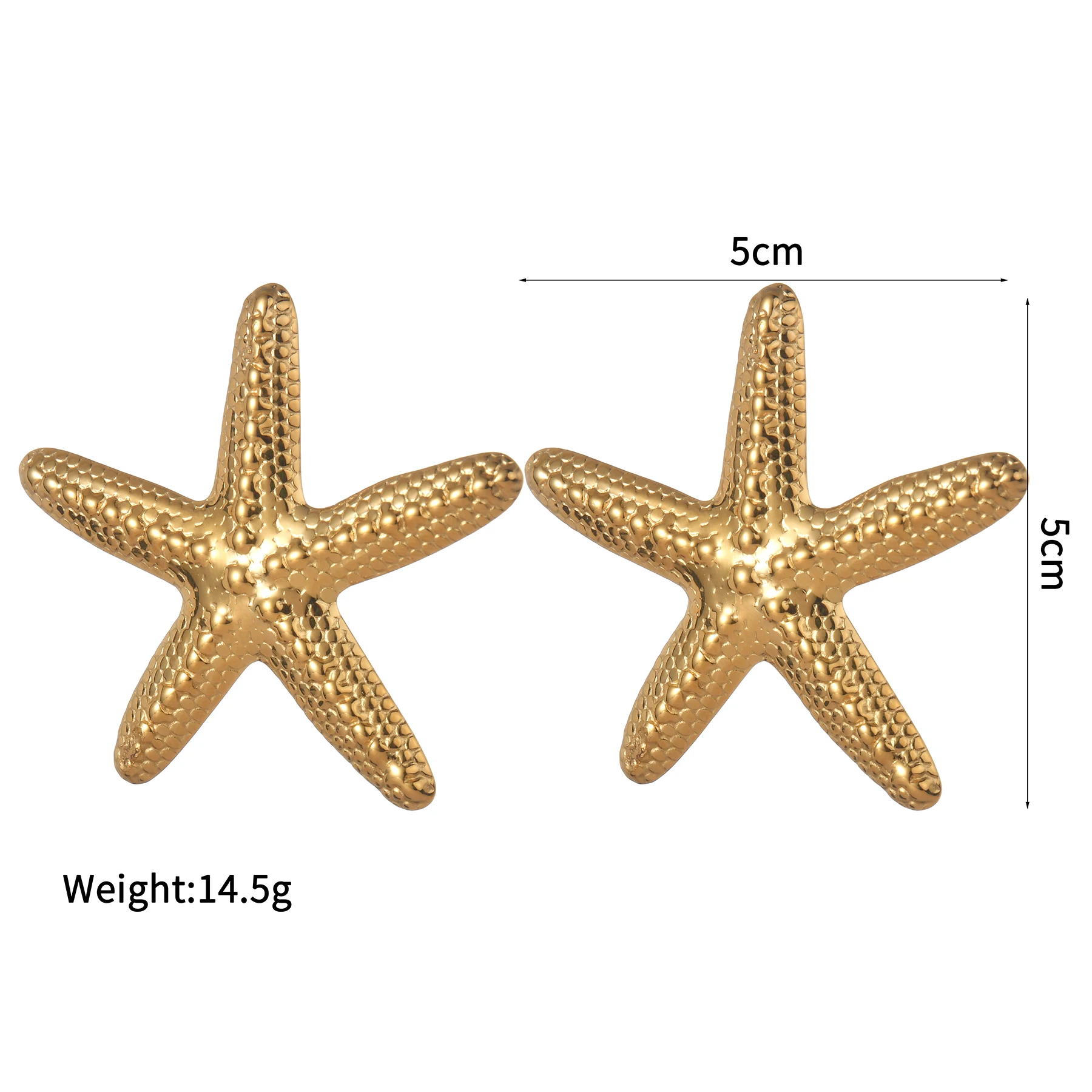 18K Gold Plated Stainless Steel Sea Ocean Element Starfish Earrings Bohemia Summer Beach Starfish Waterproof Jewelry women Gifts