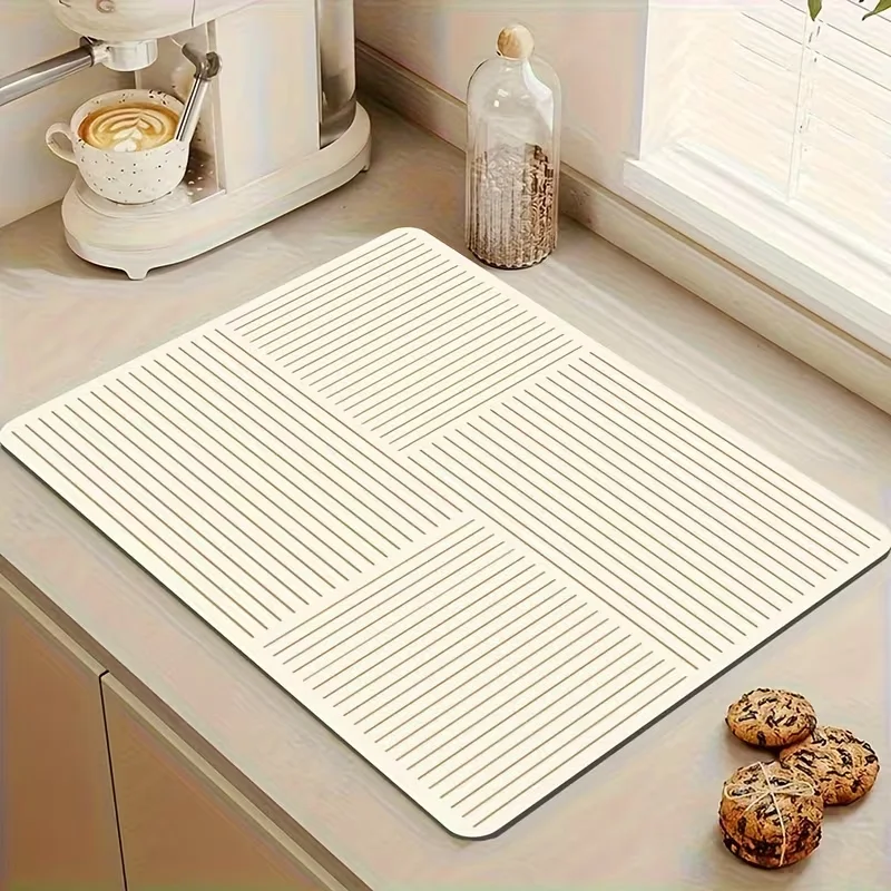 Bestseller Minimalistische Gestreifte Küchen-Abtropfmatte Saugfähig Schnelltrocknend Rutschfest Hitzebeständiger Arbeitsplatten-Schutz für Zuhause