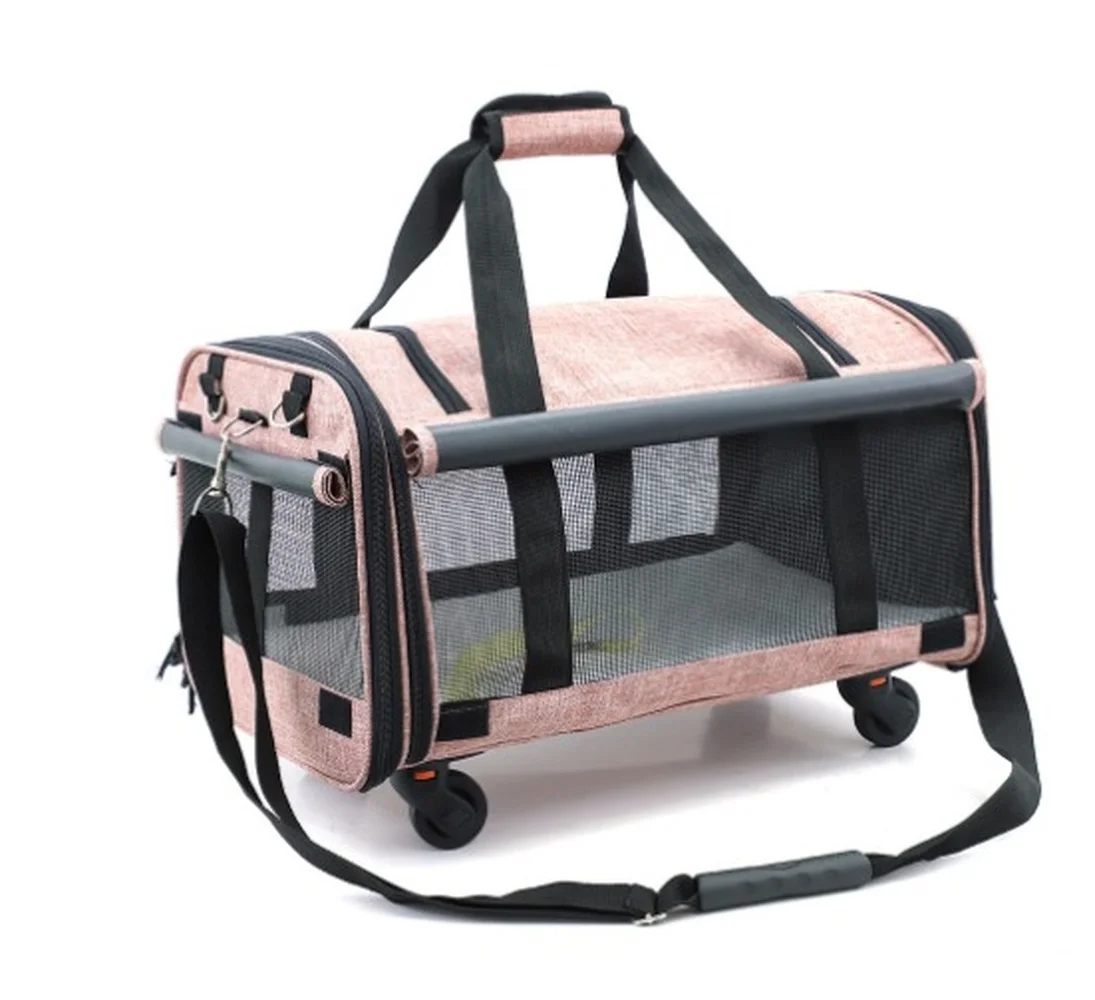 Pet Carrier with Wheels for Small & Medium Dog Cat Up To 9kg Large-capacity Pet Universal Wheel Bag with Mesh Ventilation Window