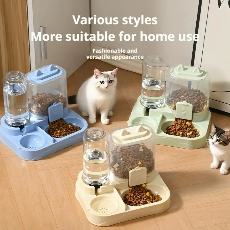 

8R Pet Feeder Dual Food Bowl All-in-One Automatic Food Water Dispenser 1Large Capacity Food Storage Dispenser Pet Supplies