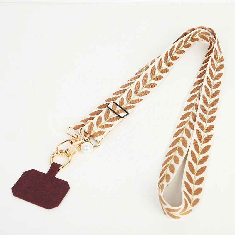 Lange universele verstelbare telefoonkoord voor dames, crossbody schouderband, parel hanger, anti-verlieskoord