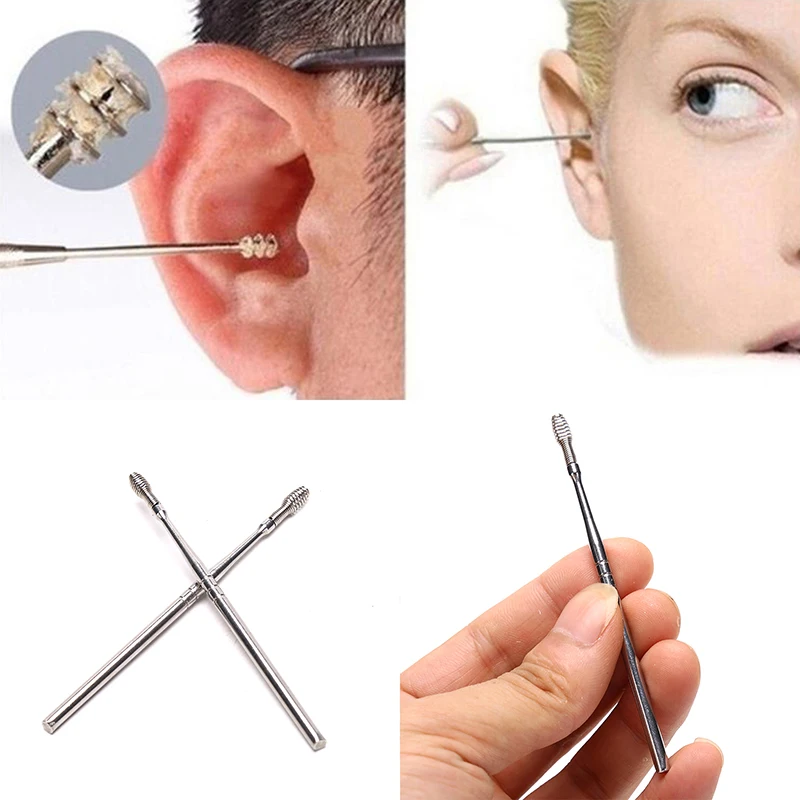 2 Piece Portable Stainless Steel Spring Helix Ear Wax Remover Spring Ear Cleaner Ear Care Tools