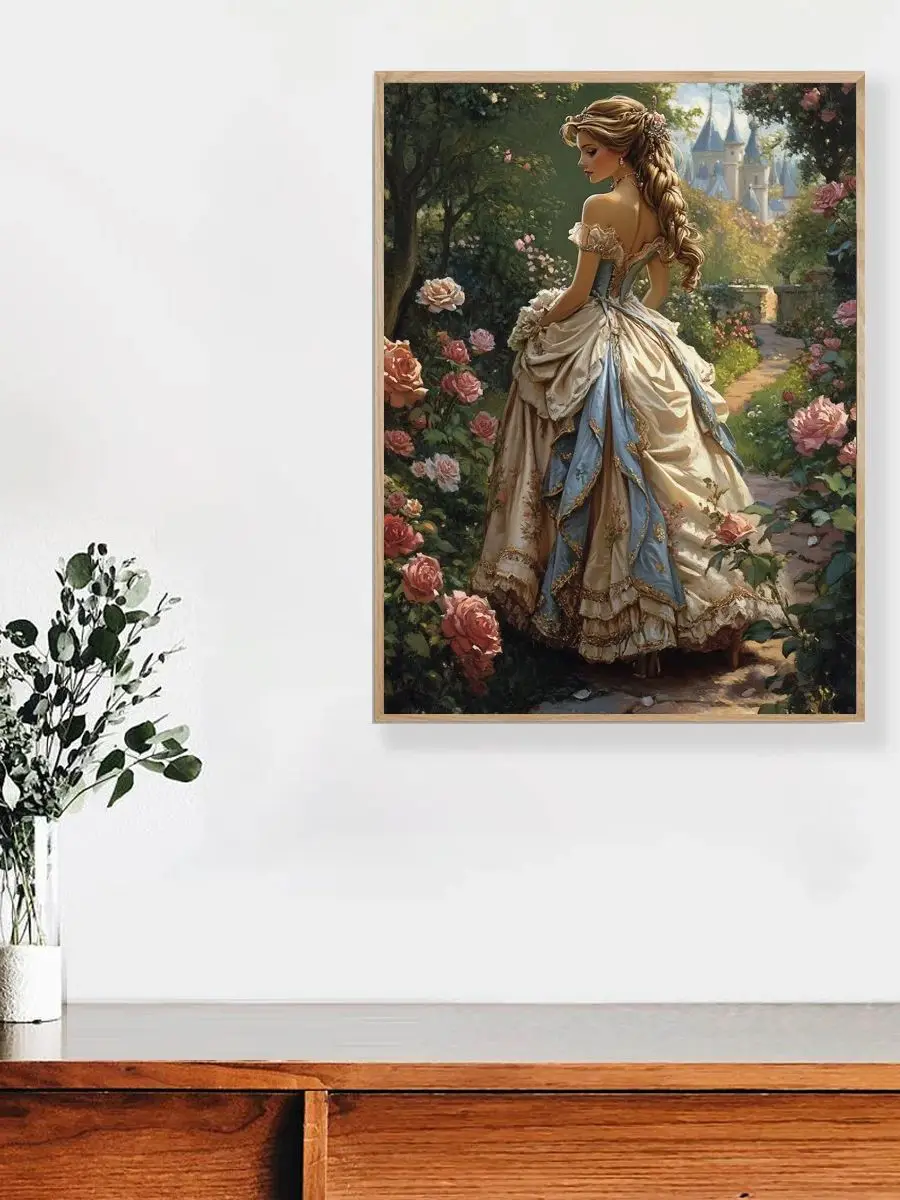 1 Stück 30x40 cm/11,8*15,74 Zoll Die Prinzessin im Garten Kreuzstich-Set DIY-Set 11CT/14CT als Geschenk Öko-Baumwollfaden – Detail 1