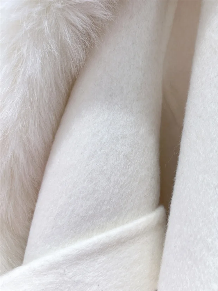 ZMEENNA Womens Hooded Wool Blend Short Coat Faux Fur Trim Shawl Collar Tie Belt Warm Winter Outerwear Oversized ZM4402