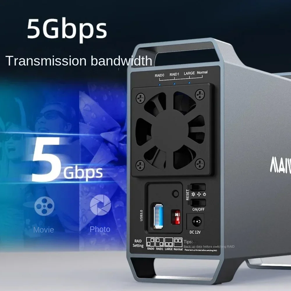 MAIWO-funda HDD/SSD de doble bahía, carcasa de disco duro externo de 3,5 pulgadas, matriz HD SATA a USB, con función RAID