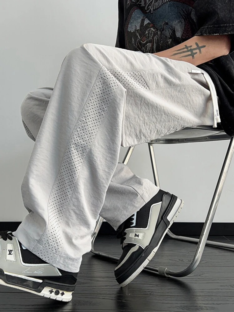 

Ice Silk Men's Summer Thin Breathable Qui Dry Sports Pants American High Street Trend Casual Long Trousers Polyester Fiber