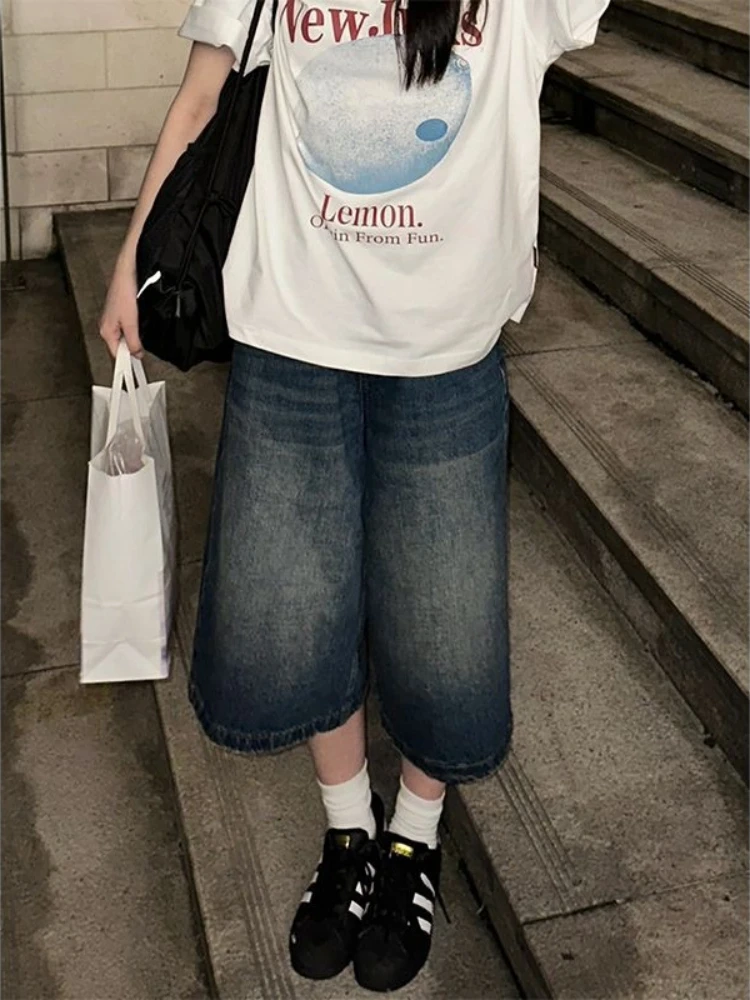 

American Cool Women's High Waist Loose Cropped Bootcut Jeans 2026 Summer Slimming Design Hip Concealing for Petite