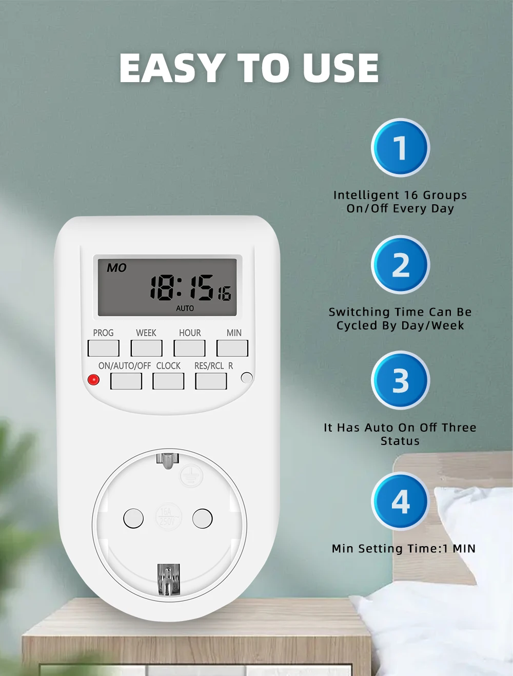 Digital Timer Switch Electronic 12/24 Hour Weekly Programmable Timing Socket EU UK US Plug Outlet Kitchen Appliance Time Control