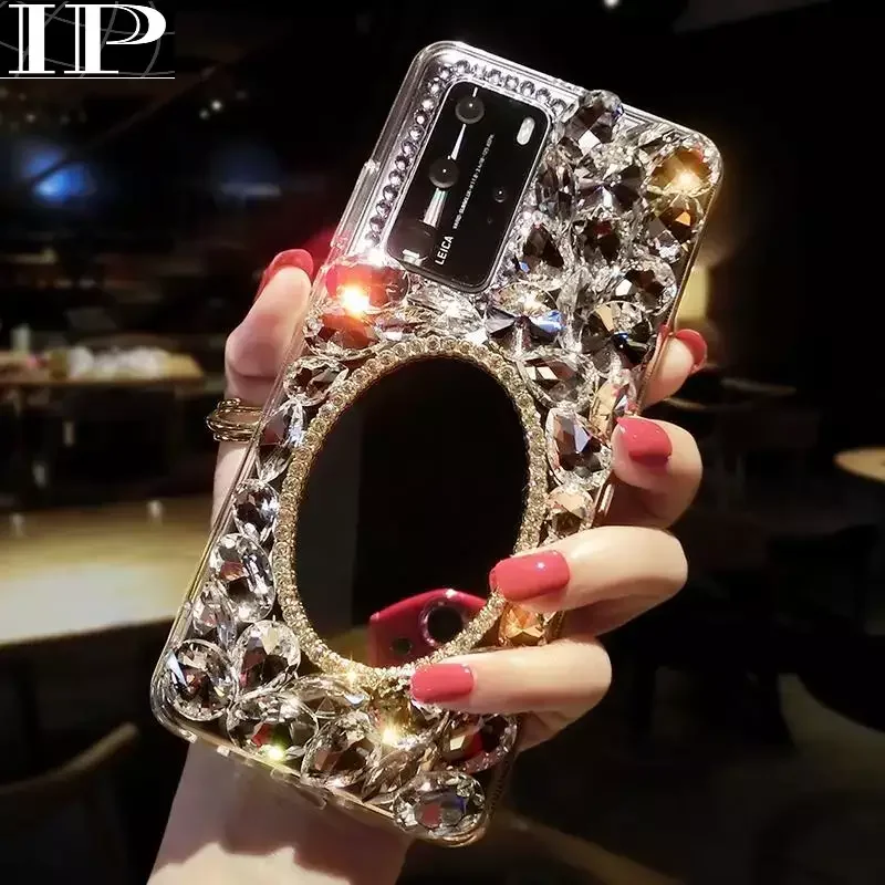 A32 Rhinestone Case For Samsung galaxy A13 A12 A23 A33 A53 A73 A52 S A72 A22 A31 Makeup Mirror Cases Telefon Stone Coque