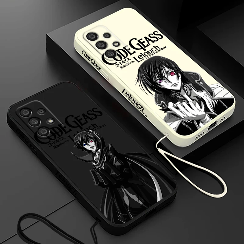 Anime CODE GEASS Rebellion Phone Case For Samsung A55 A53 A33 A52 A32 A71 A51 A21S A35 A25 5G Liquid Left Rope Funda