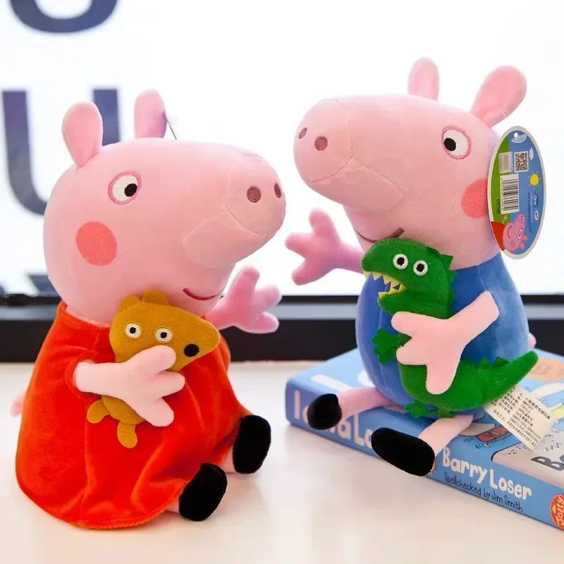 HOT 25cm P-e-p-p-a Pig Plush Toy George dinosaur pink Dad Mom animal Stuffed Soft family Doll decorate peluches Birthday