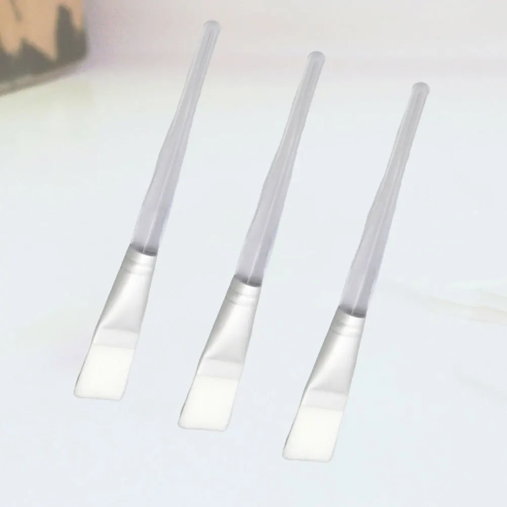 3 قطع من فرشاة توزيع الوجه بمقبض كريستالي شفاف، متينة لتطبيق مصل قناع الوجه في المنزل للاستخدام الاحترافي