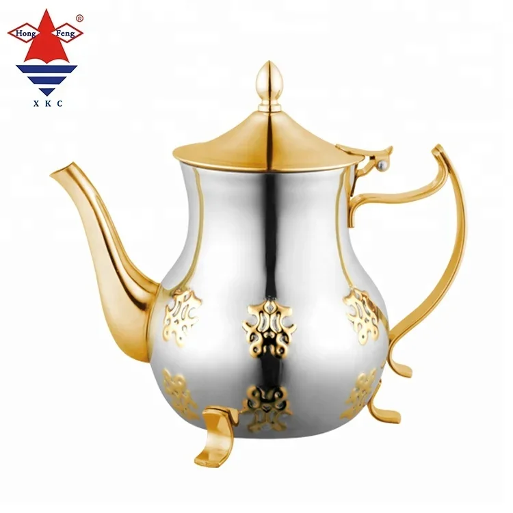 Hot Item Morocco Style Metal Coffee Pot Durable Big Capacity Pear Shape Unique Pattern Teapot Customizable Tea Pot Home