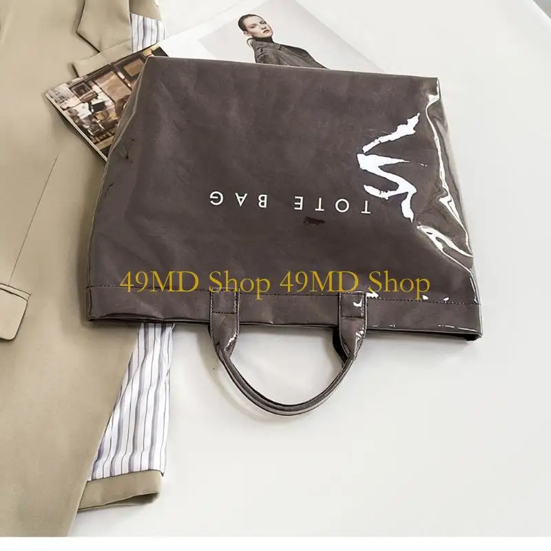 

49MD Creative Kraft Paper Bag Large Capacity Handbag Spacious for Various Occasion