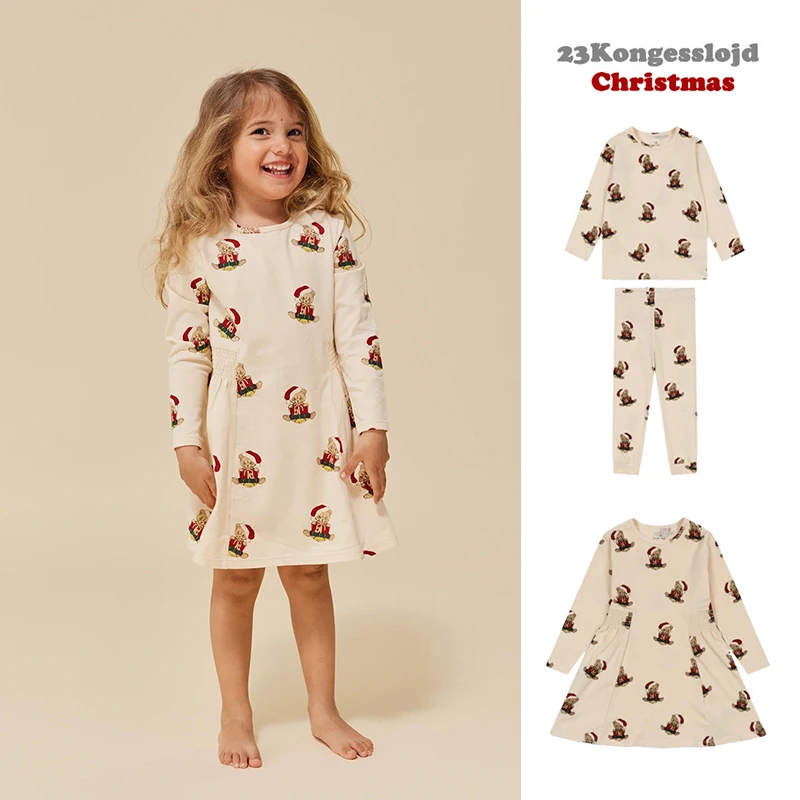 

Children's Loungewear 23ks Christmas Bear Collection Winter Children's Set Children's Long Sleeve Trousers Set Cartoon Dress