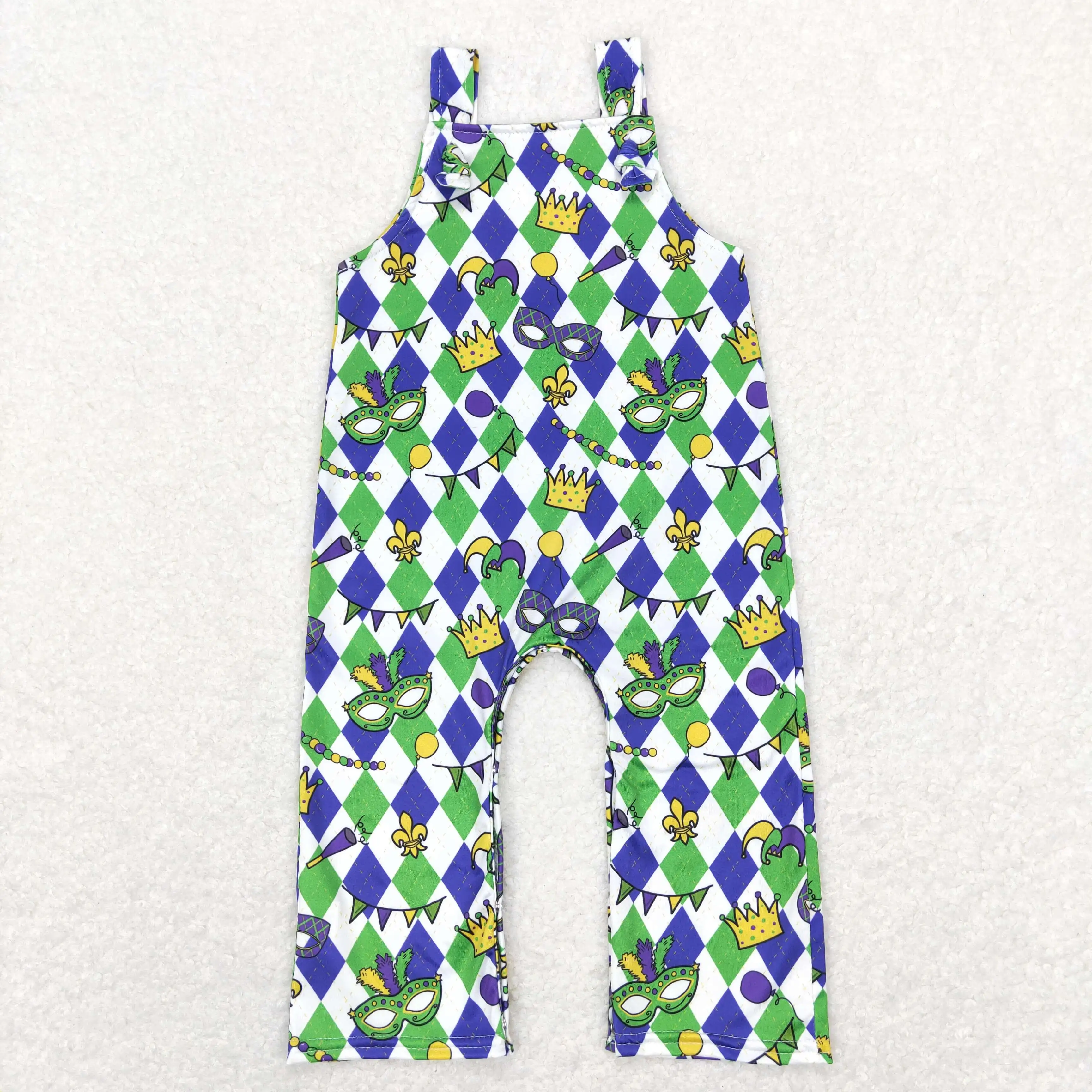 z924-10 SR0601 New baby rompers Carnival crown green suspender jumpsuit Wholesale Summer Boutique baby boy clothes