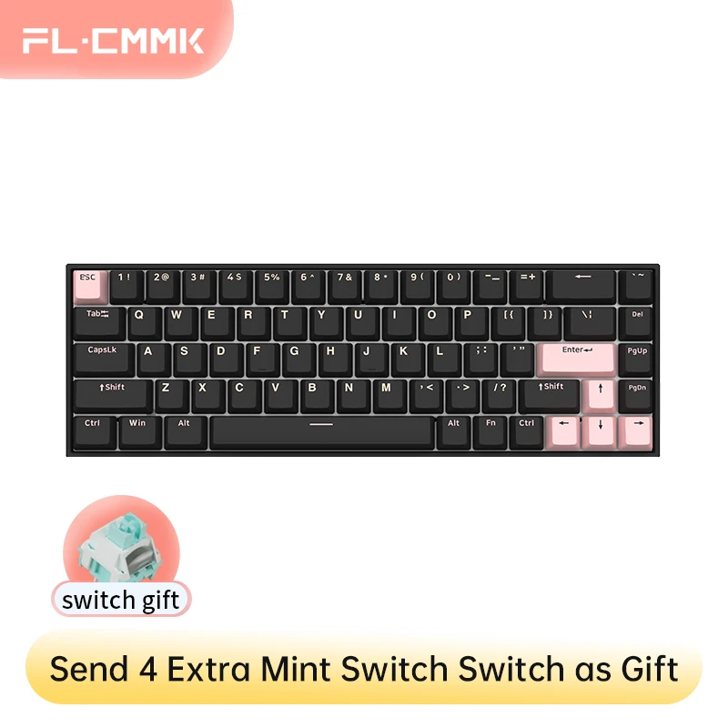 Fl·esports F12 Teclado Mecânico Kailh Box Eixo 68 Teclas Modo Duplo com Fio Bluetooth Hot-swappable Jogo Escritório Dedicado