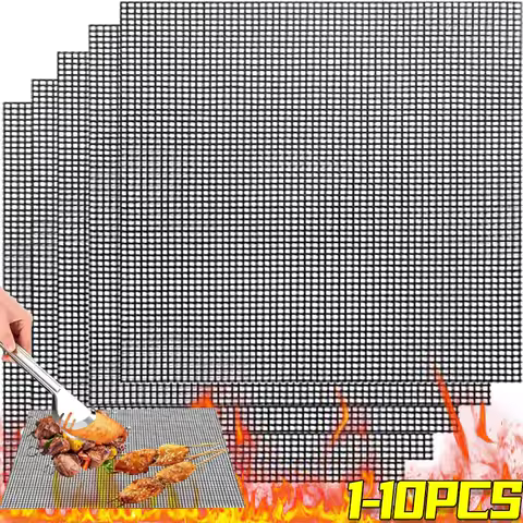 1/10x Non-Stick BBQ Grid Pad High Temperature Resistant Mat Barbecue Mesh Reusable Easily Cleaned Cooking Pads Baking Grill Tool