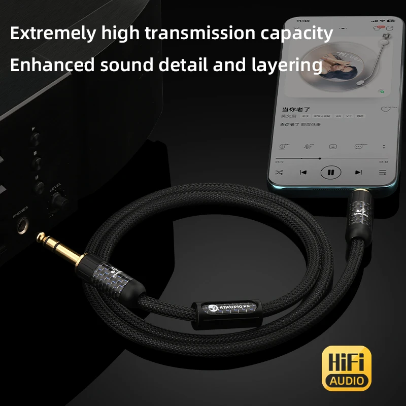 

Аудиокабель ATAUDIO 6,35–3,5 мм Hi-end квадратный OCC 6,5–3,5 Jack Aux кабель для динамика, гитарного усилителя, аудиокабель TRS