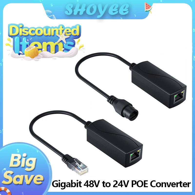 Gigabit PoE 48V to 24V PoE Converter, RJ45 Port Output 24V/1A, IEEE802.3af/at for Passive 24V Devices