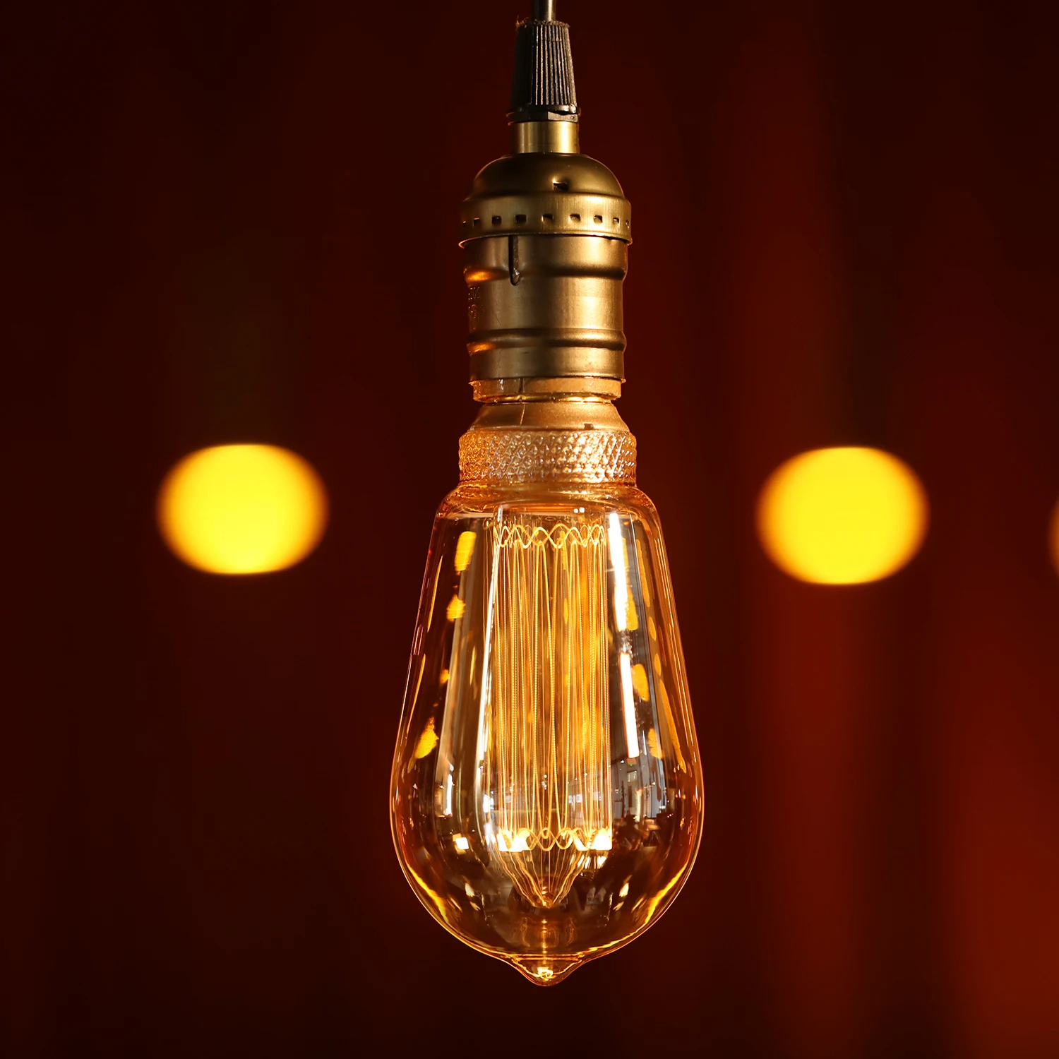 2 Pack LED ST64 Vintage Edison Bulbs 3.5W, E26 Base, Amber Glass, Antique Decorative Light Bulbs, 2000K Soft Warm