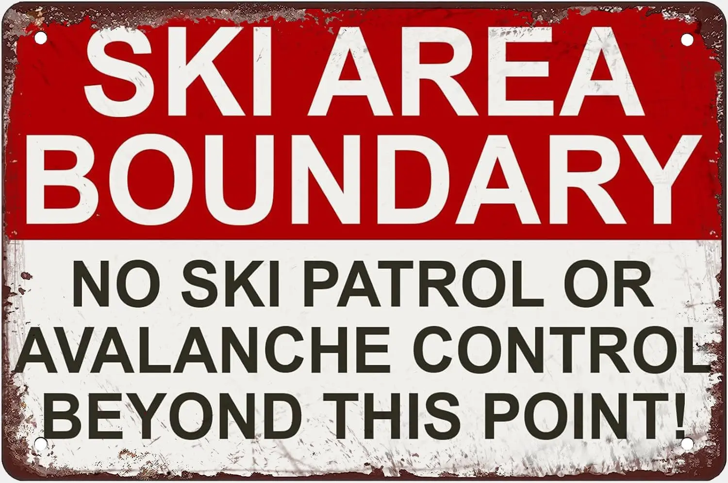 Vintage Skiing Warning Metal Tin Sign Ski Boundary Area Safety Plaque For Home Bar Pub Club Cafe Room Bathroom Gara
