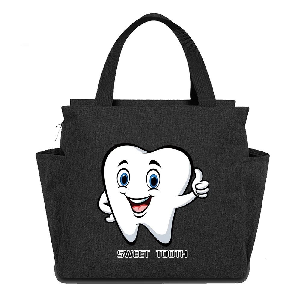 Insulated Lunch Bag High Quality Thermal Bag Portable Cooler Box Large Capacity Teeth Printing  Leakproof Tote Bags Hi-Q