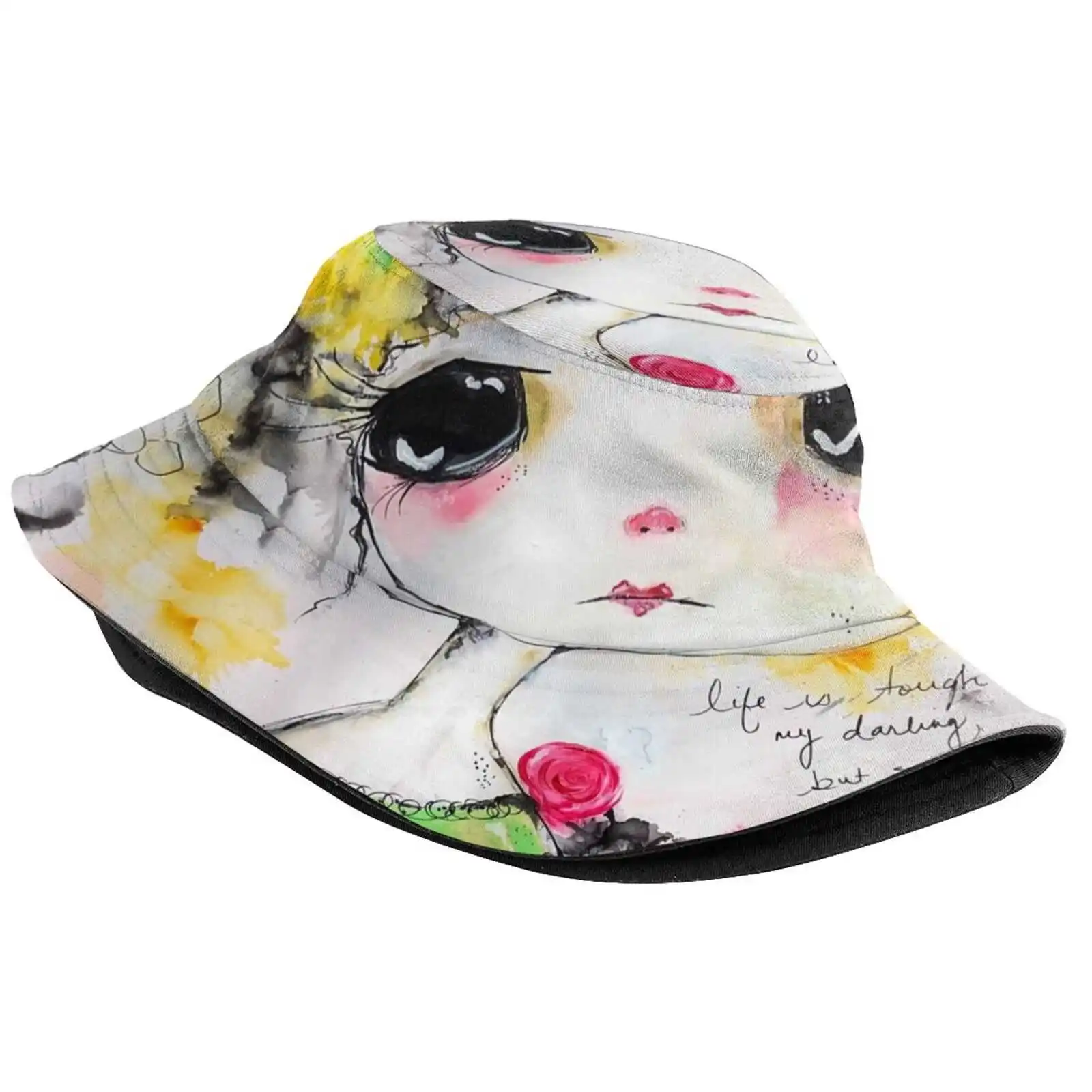 Isabella Unisex Fisherman Hats Bucket Hats Artist Girl Whimsical Flowers Floral Beauty