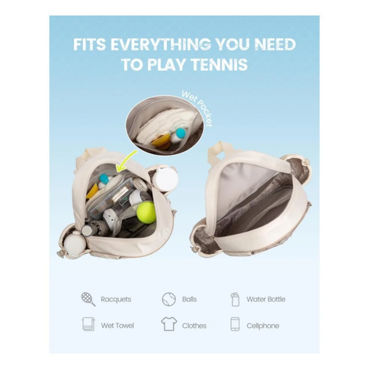 AA85 테니스 가방 편안한 조절 가능한 스트랩 야외 스포츠 가방 테니스 라켓 가방 여성 남성 테니스 애호가 블랙