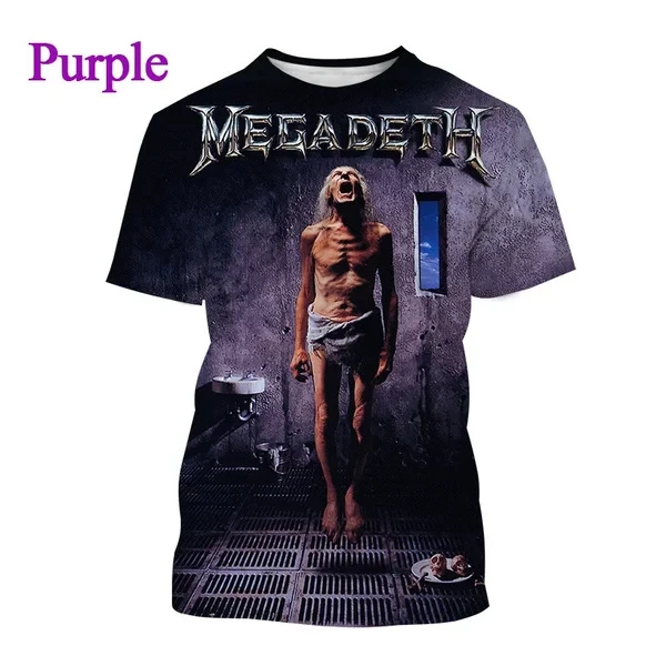 Heavy Metal Rock Band Megadeth 3D printed T-shirts Summer Men/Women Wild Style Hip Hop Short Sleeve Tee Top Oversized Streetwear