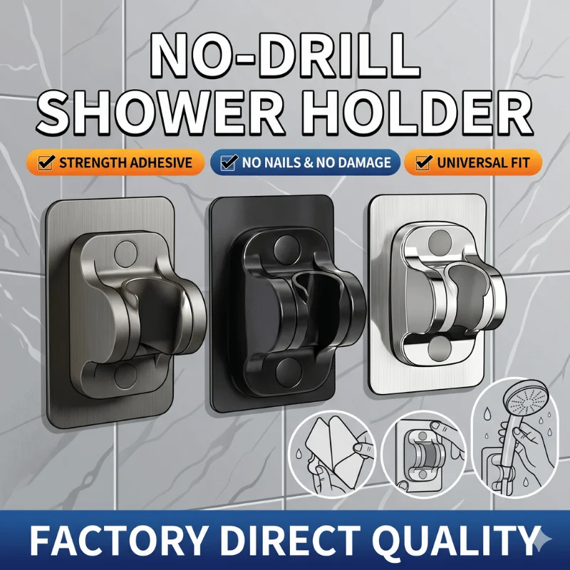 Soporte universal para cabezal de ducha sin perforación, soporte ajustable autoadhesivo para ducha, soporte de pared impermeable para baño