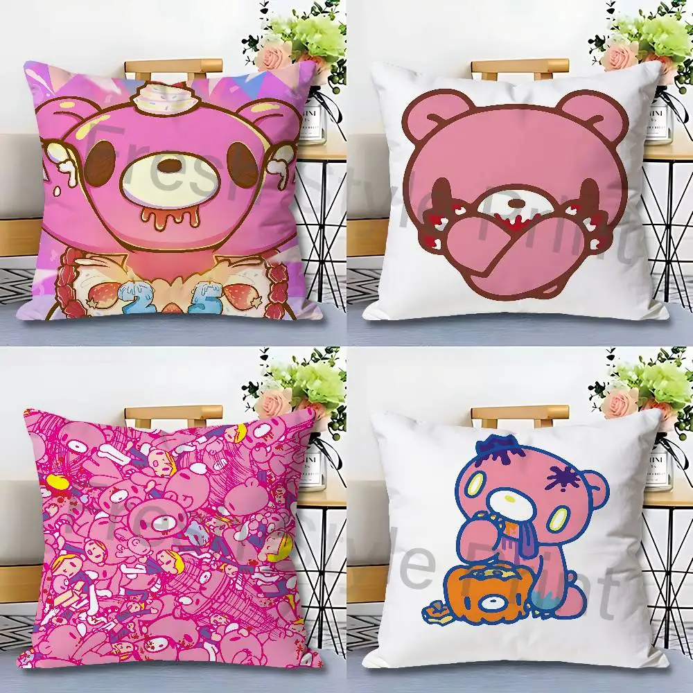 

Pink Bear G-Gloomys Kawaii Pillow Cases for Bedroom Living Room Sofa Home Decor Polyester Cushion Cover with Zipper
