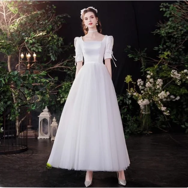

Silk Satin Light Wedding Dress 2026 New Simple Elegance Slimming Outdoor Forest Fairy Tale Style Travel Photography Gown
