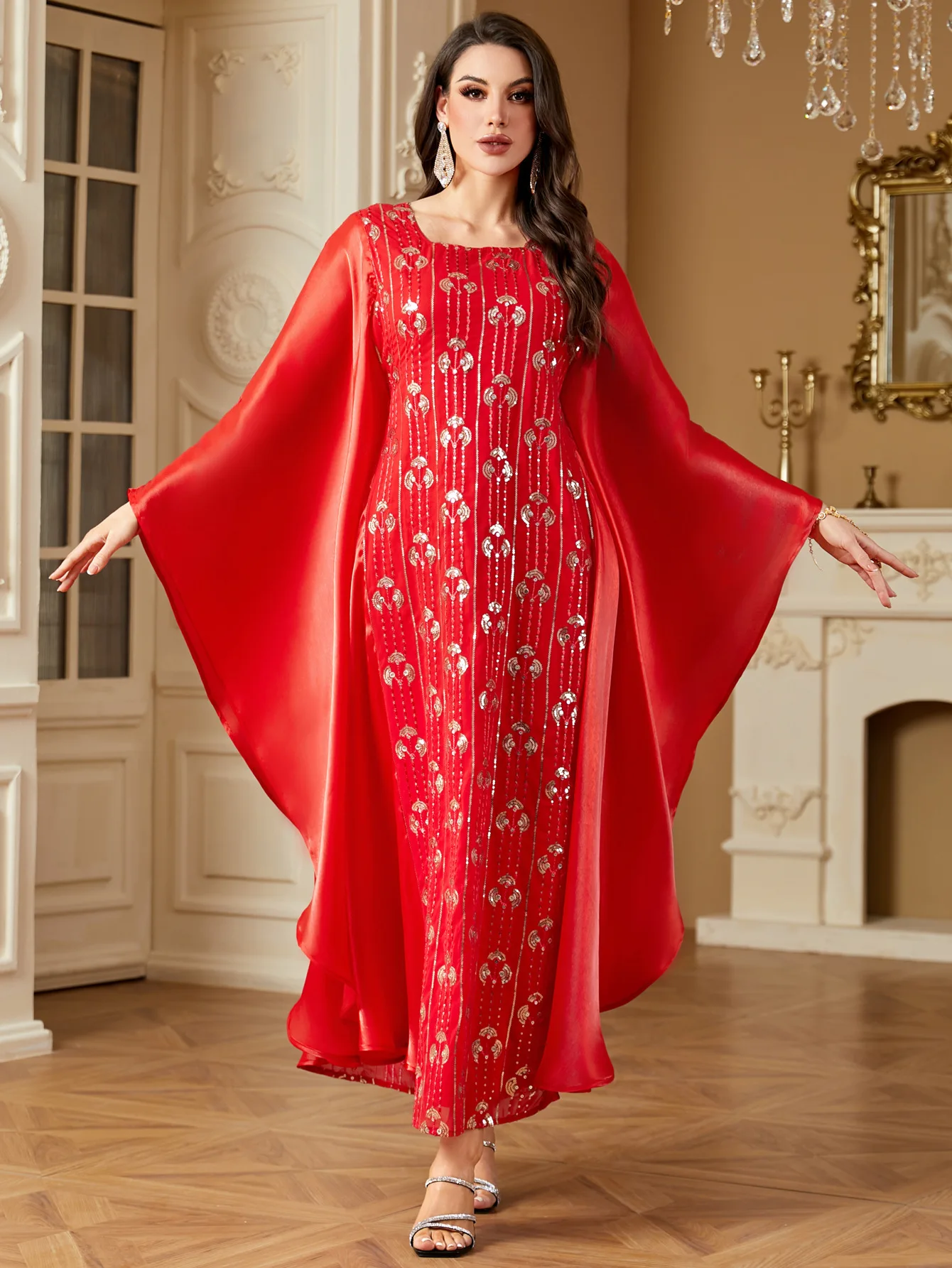 

Moroccan Caftan Abayas Dubai Muslim Women Embroidery Bat Sleeve Loose Dresses Eid Ramadan Kaftan Turkey Arabic Islamic Djellaba