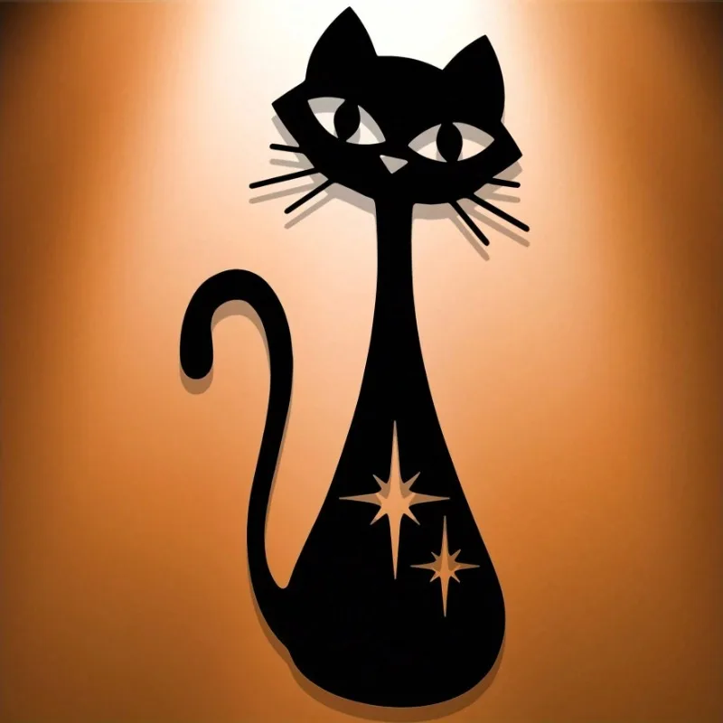 Langhals-Wandskulptur mit großen Augen und Katzen aus Metall | Vasenförmig, wasserdicht, Halloween- und Weihnachtsgeschenk, Schlafzimmer-/Wohnzimmer-/Badezimmerdekoration