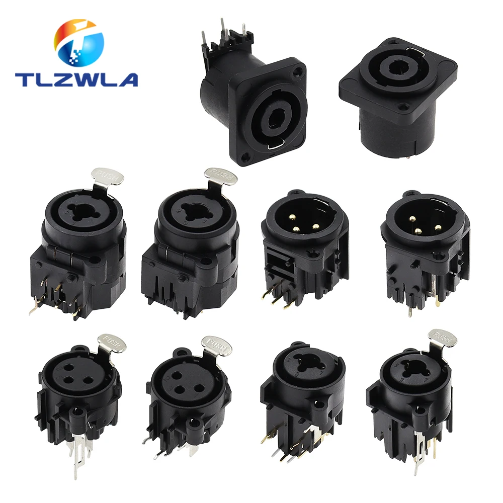 1PCS 3pin XLR Canon Female Socket Connector Panel Mount Mixer Microphone Audio Speakers Plug Adapter