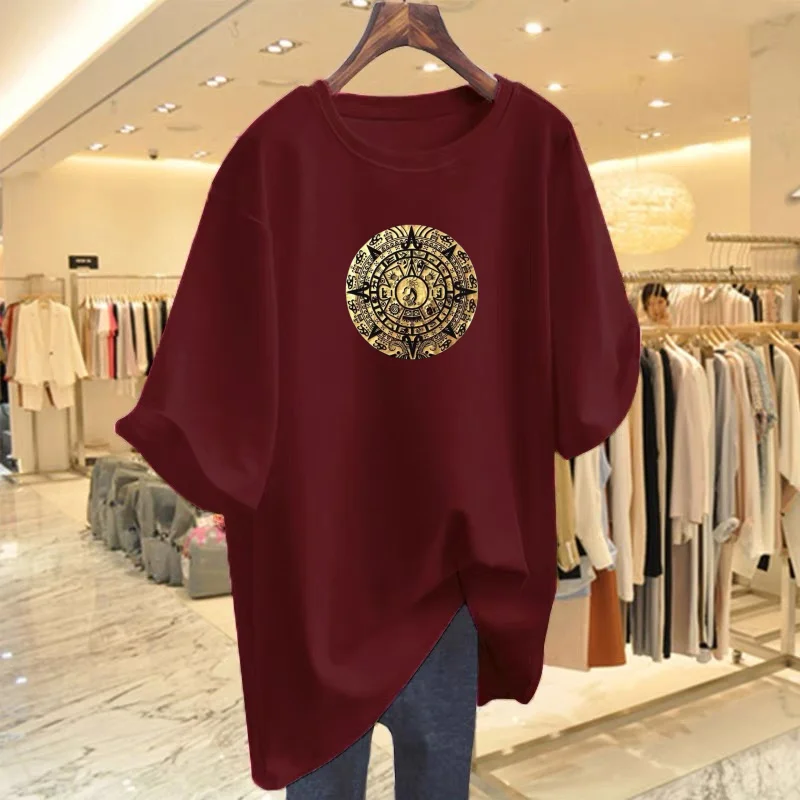 Women's Clothing Pure Cotton O-Neck Short Sleeve Basic T-Shirt Summer New Fashion Korean Oversized Top Tees Chic Pullovers M-6XL