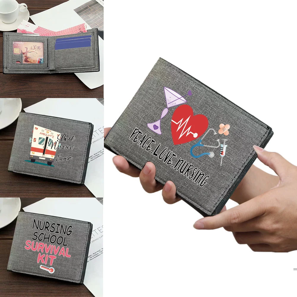 

Short Money Clip Storage Wallet New Fashion Pocketbook Nurse Series Bank Card Storage Multi-Function Credit Case Bag