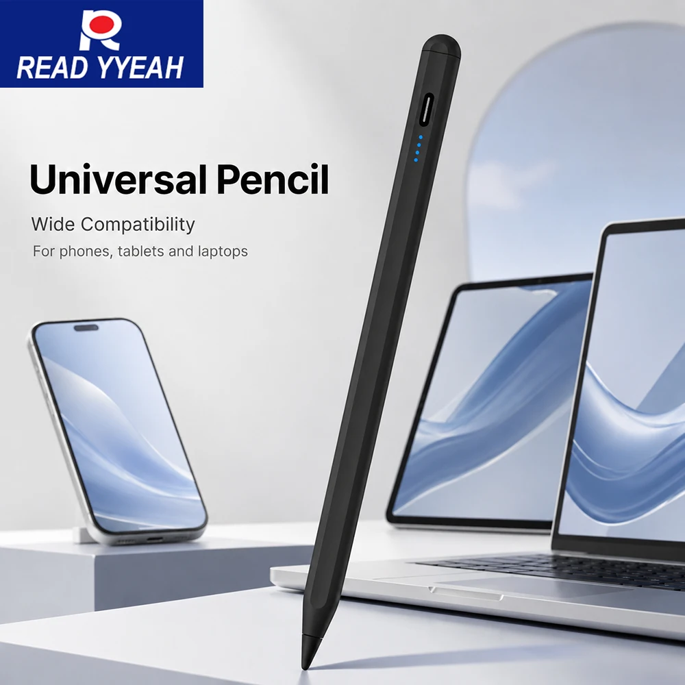 Universal Capacitive Stylus Pen 4 LED Power Indicator For Xiaomi iPhone Samsung Android Tablet Mobile Phone Magnetic Adsorption