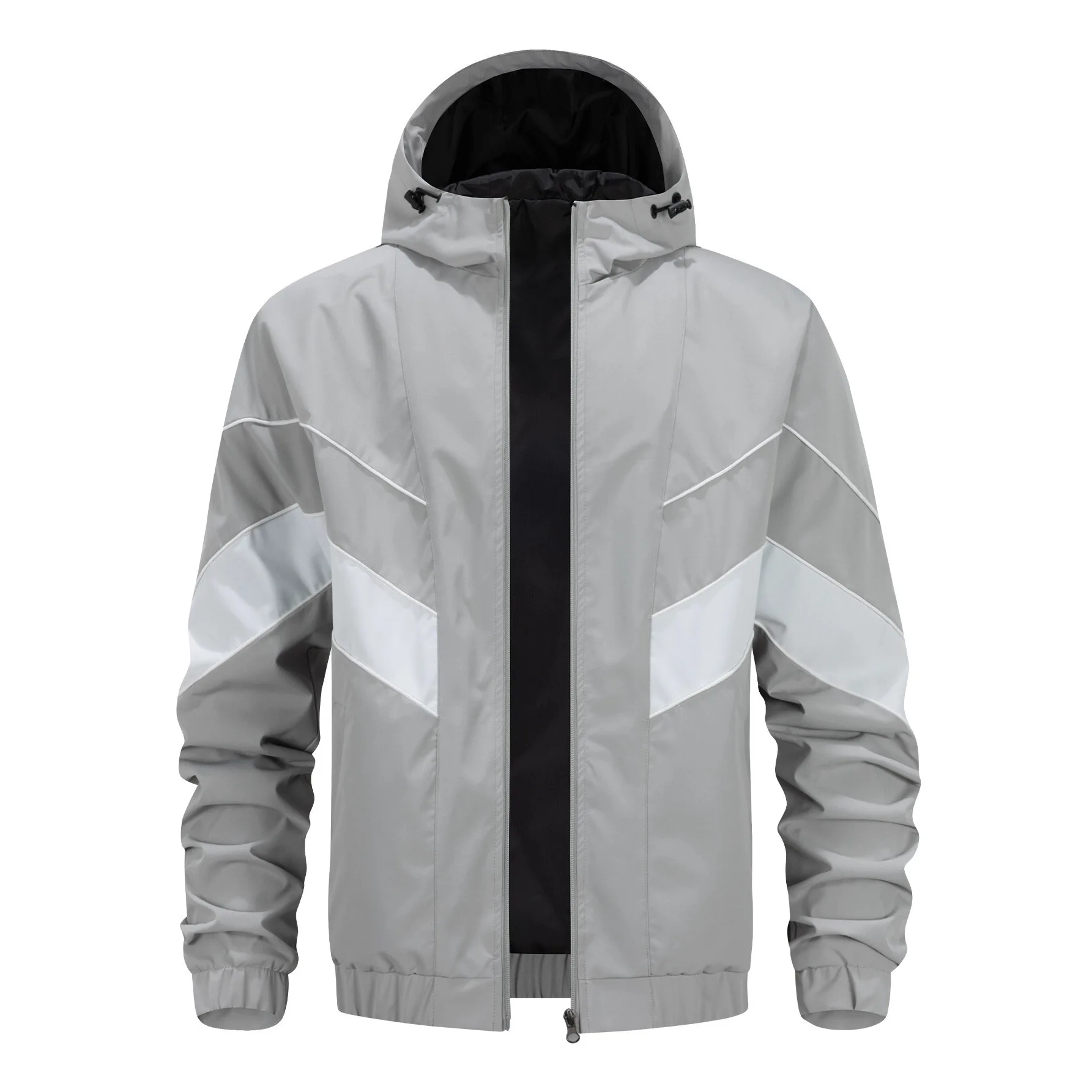 الخريف الرجال معطف فضفاض التباين اللون المرقعة السببية الذكور سترة طويلة الأكمام تنفس الرياضة في الهواء الطلق رجل مقنعين ملابس خارجية #4